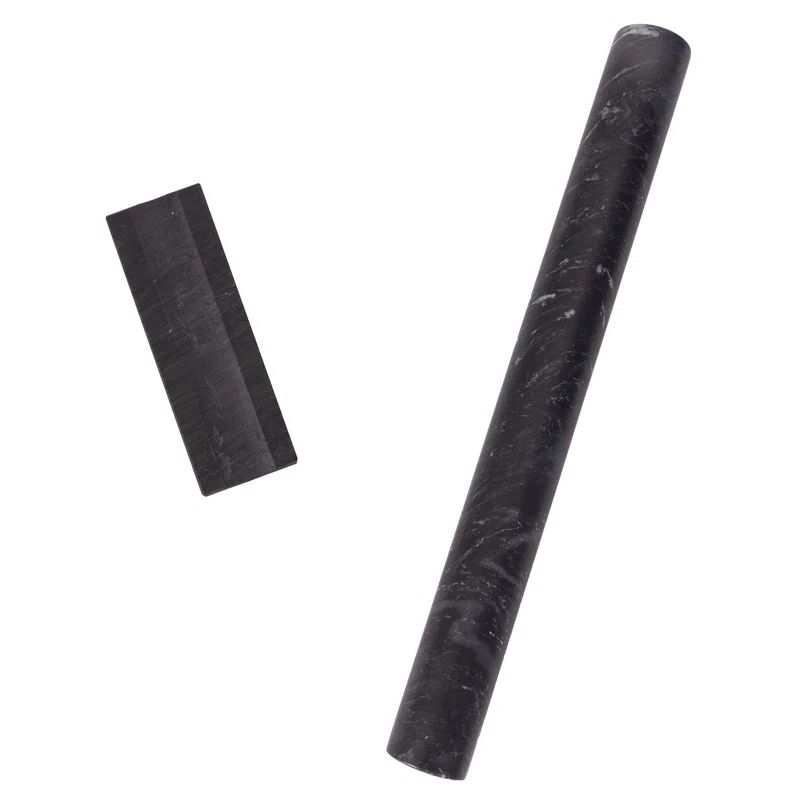 Black Matte Natural Marble Rolling Pin with Stand