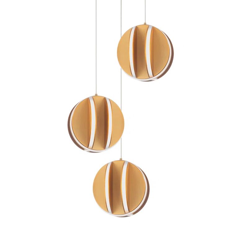 Aged Brass 3-Light LED Globe Pendant