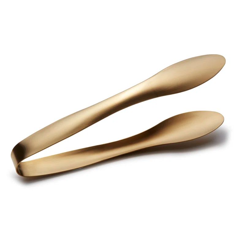 Gold Matte Stainless Steel Curved Serving Tongs