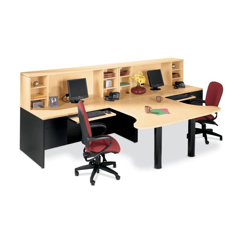 Mahogany Executive Wood Desk with Drawer and Filing Cabinet