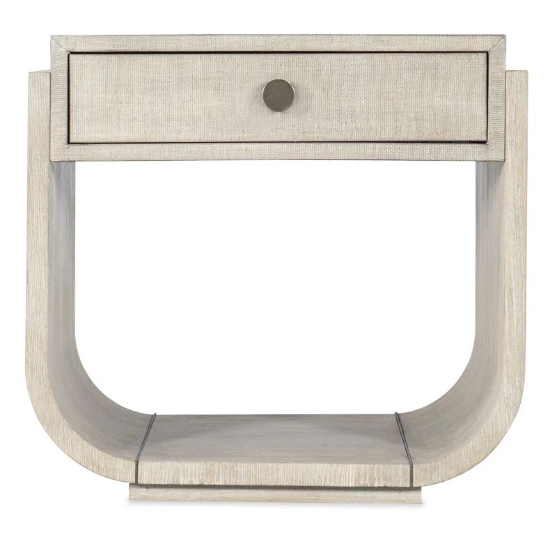 Diamond Brown Oak and Raffia Rectangular End Table with Storage