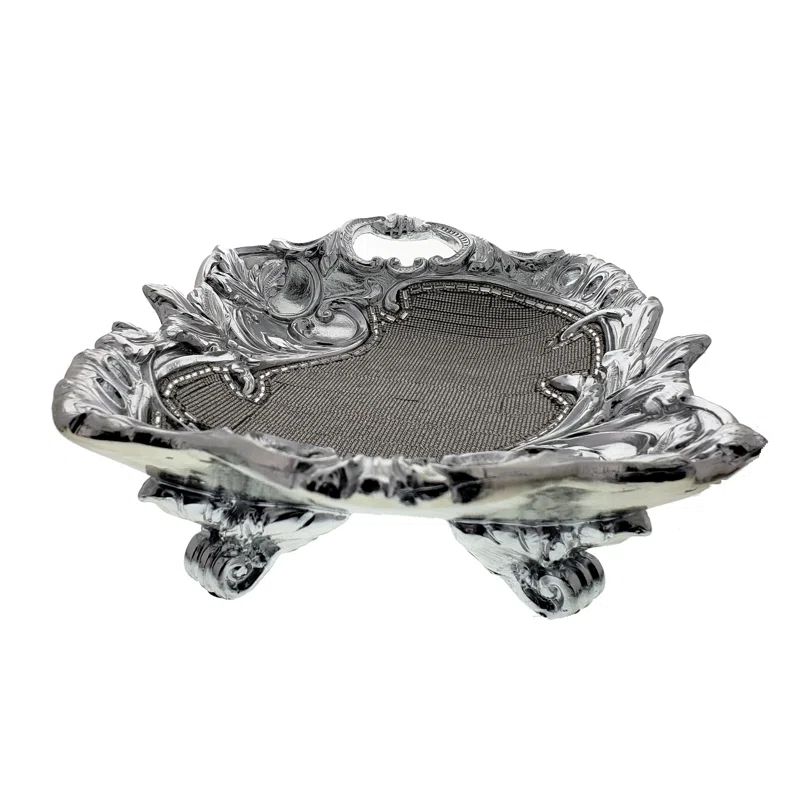 Ambrose Silver Crystal Embellished Ceramic Decorative Plate