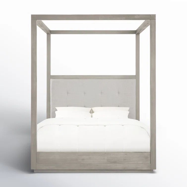 Elegant Queen-Sized Gray Linen Tufted Upholstered Platform Bed