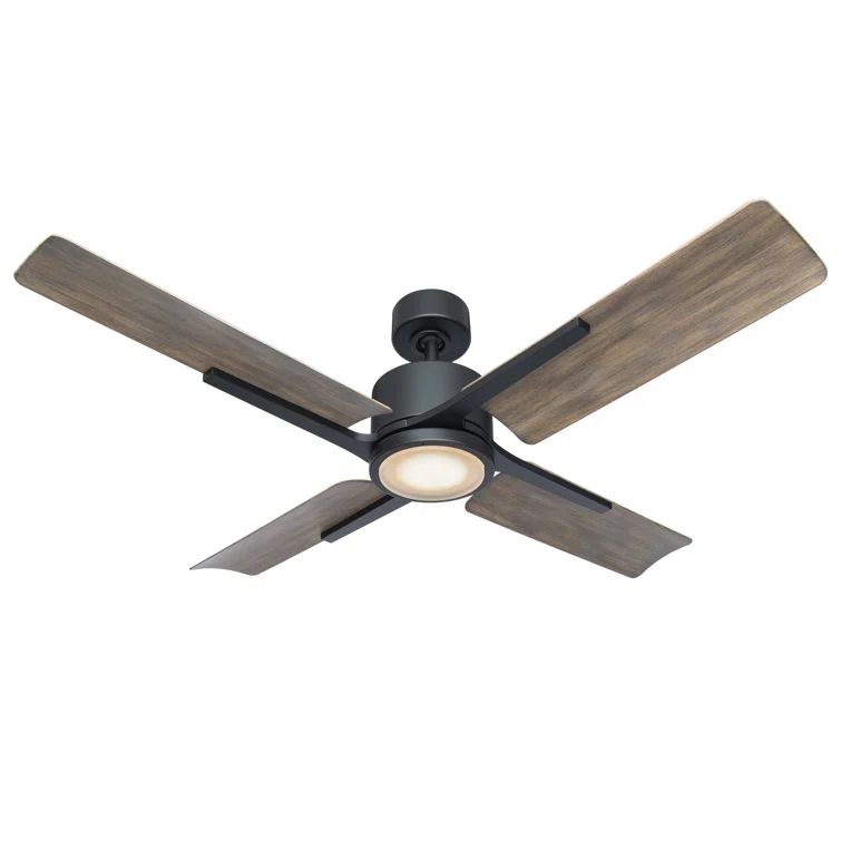 Cervantes 56" Matte Black and Barn Wood Smart Ceiling Fan