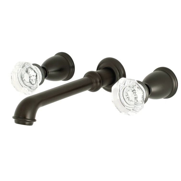 Oil Rubbed Bronze Crystal Handle Wall Mount Bathroom Faucet