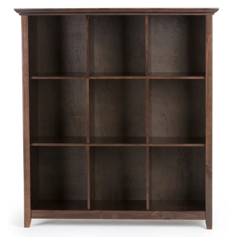 Brunette Brown Solid Wood 9-Cube Bookcase and Storage Unit
