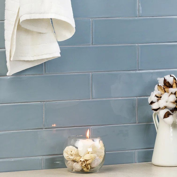 Bolton 3'' x 12'' Polished Blue Ceramic Subway Tile