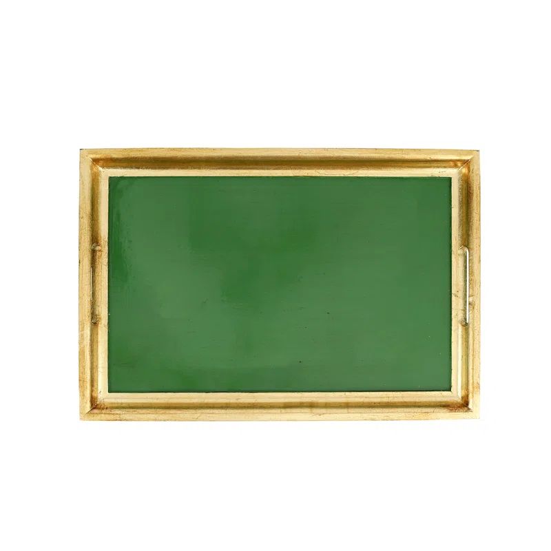 Green and Gold Traditional Wooden Rectangular Tray