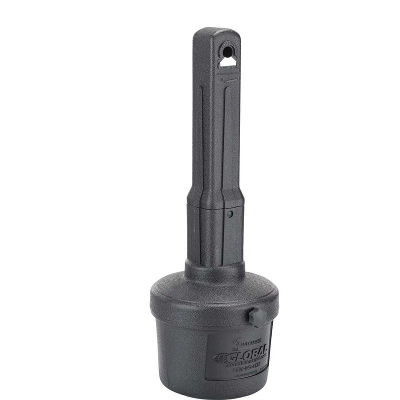 Black 30" Flame-Resistant Plastic Outdoor Ashtray with Metal Plate