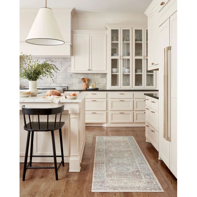 Blue and Beige Synthetic Runner Rug, 2'-6" x 12'-0"