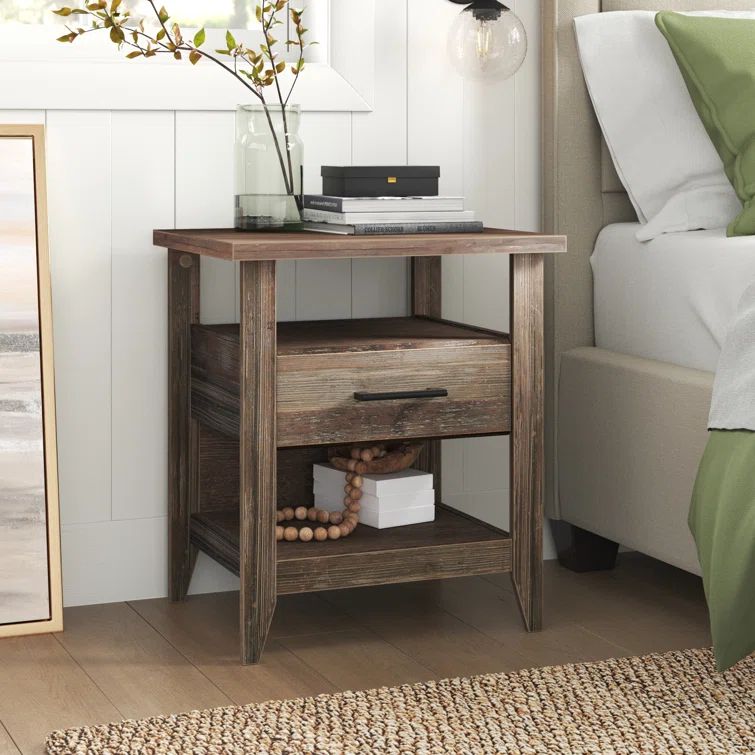 Summit Station Glacier Oak Nightstand with Open Shelves