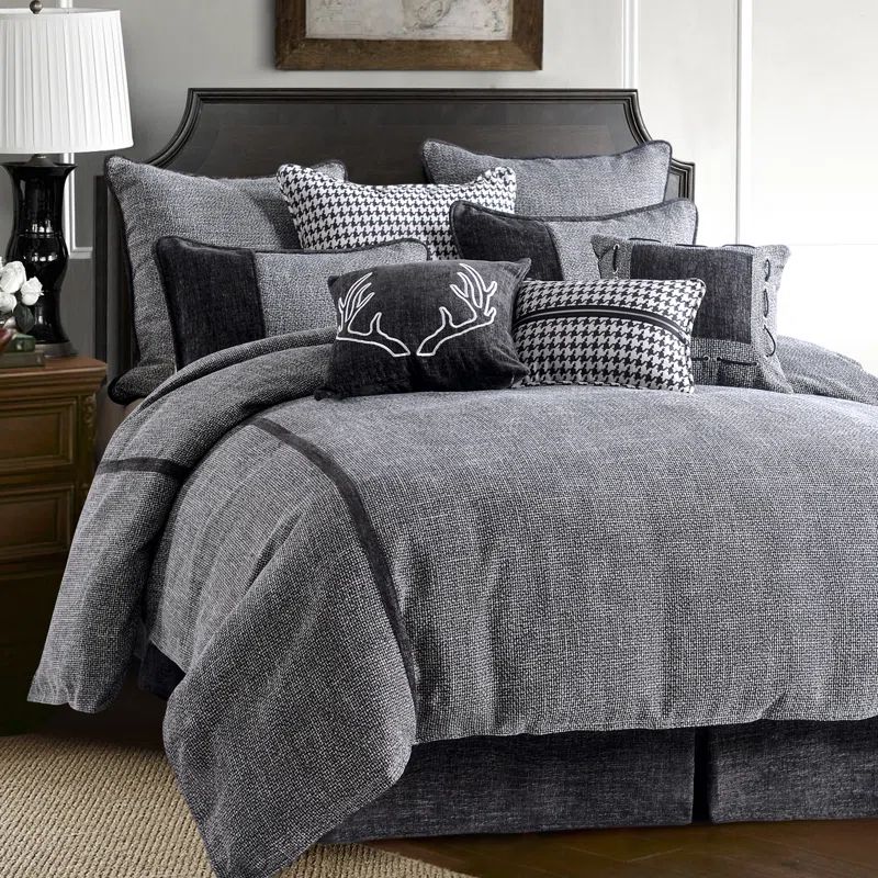 Hamilton Black and White Woven Cotton Twin Bedspread Set