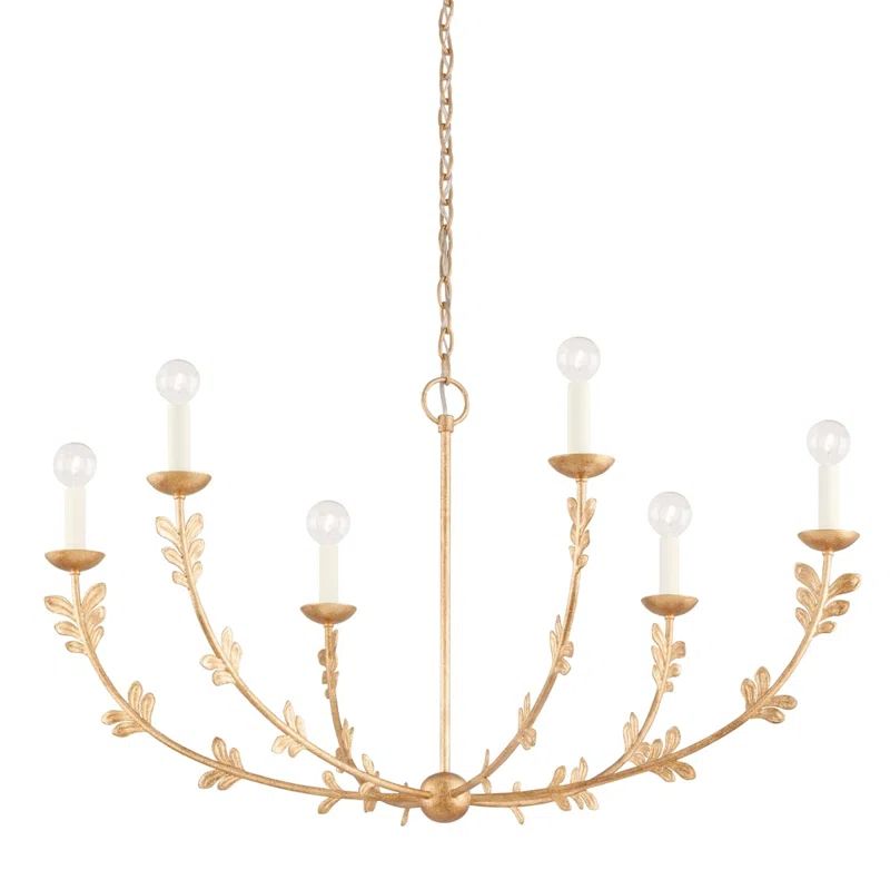 Vintage Gold Leaf 40" 6-Light Aluminum Candle Chandelier