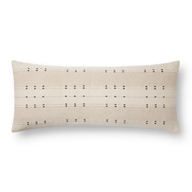 Beige and Terracotta Wool Cotton Lumbar Pillow Cover 13" x 35"