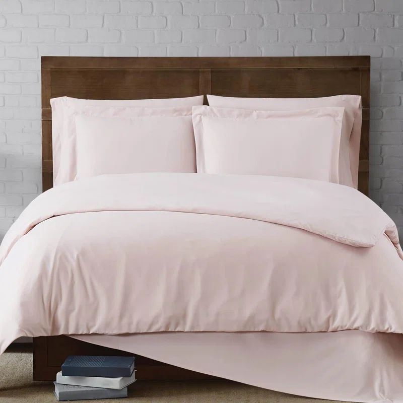 Blush Pink King Microfiber Duvet Cover Set with Shams