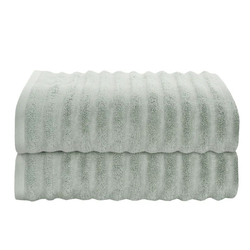 Soft Plush Spa Blue Ridged Turkish Cotton Washcloth Set