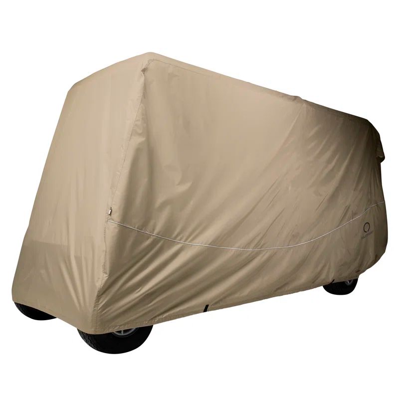 Extra Long Khaki Water-Resistant Golf Cart Cover with Elastic Bottom