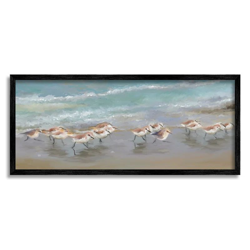 Black Framed Coastal Landscape Canvas Print, 30 x 13 Inches