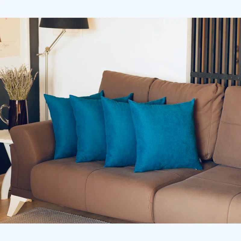 Tahitian Tide Blue Polyester Square Pillow Covers Set of 4