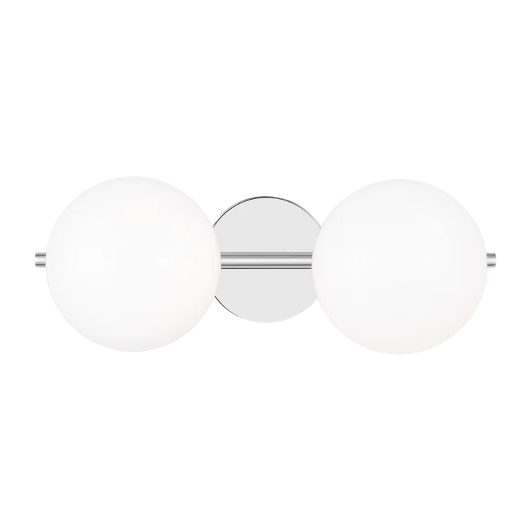 VIBI 2-Light Chrome Steel Vanity Light with White Globe Shades