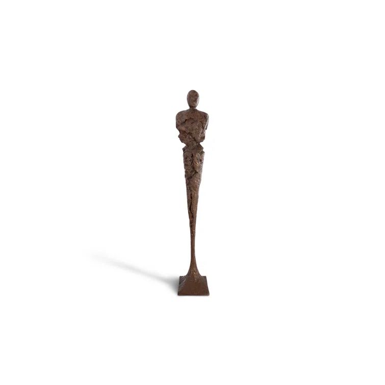 Contemporary Tall Chiseled Male Resin Sculpture in Bronze