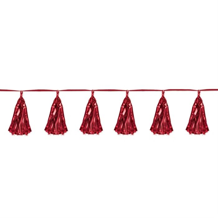 Red Metallic Tassel Garland for Festive Party Decorations