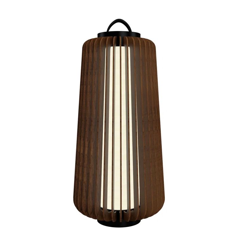Tall Black Wood Veneer LED Table Lamp