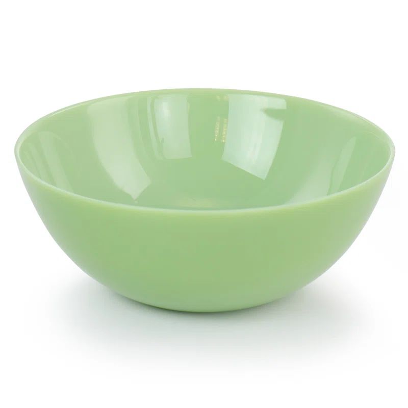 Jade Green Glossy Jadeite Glass Serving Bowls, Set of 2