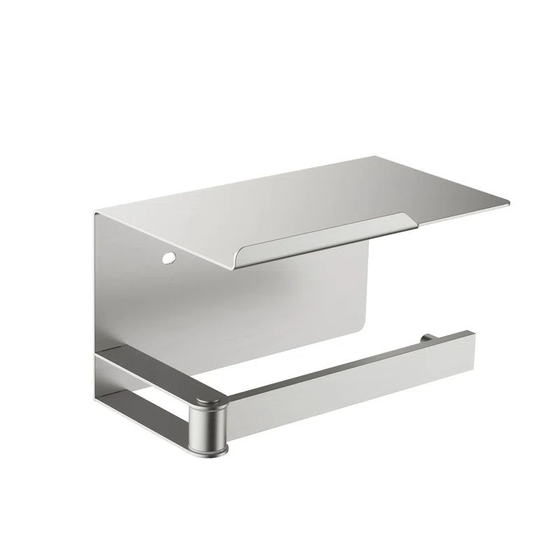 Brushed Nickel Wall Mounted Toilet Paper Holder with Shelf