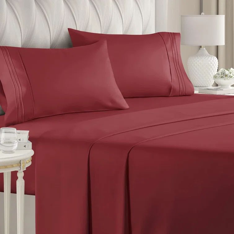 Burgundy Queen Microfiber Deep Pocket Sheet Set
