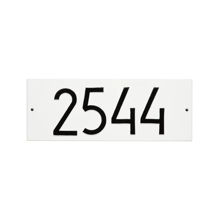 Mid-Century Modern White and Black Aluminum Address Plaque