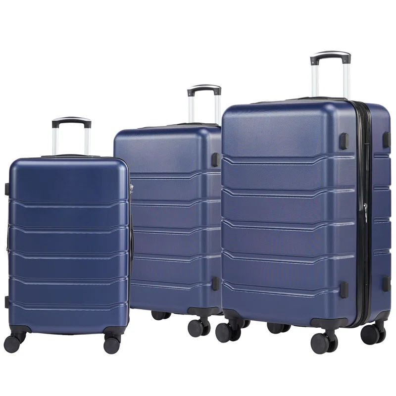 Blue 3-Piece Hard Shell Spinner Luggage Set with TSA Lock
