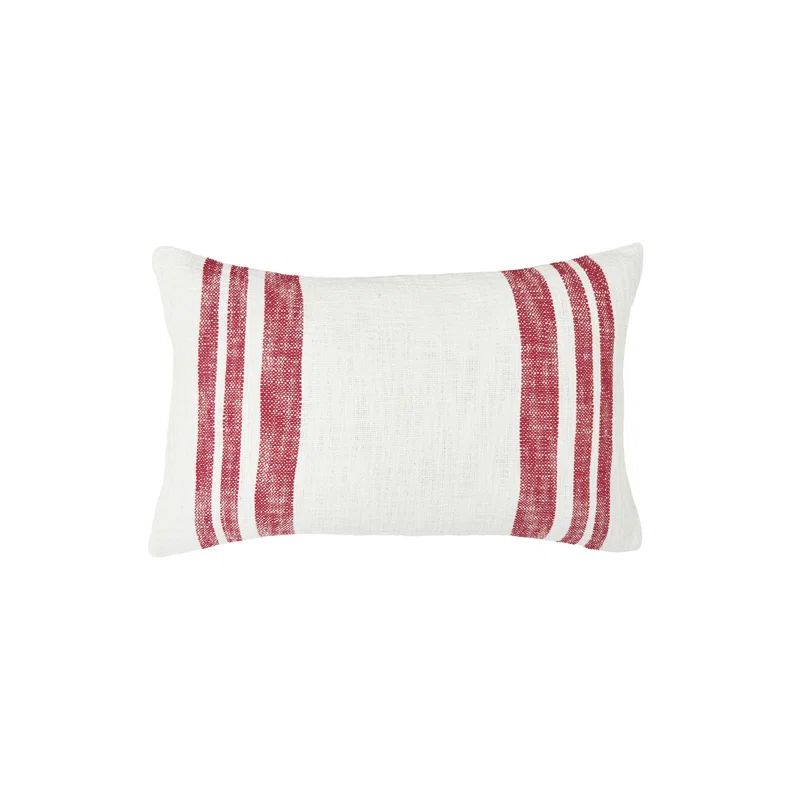 Morgan Ruby Red and White Cotton Rectangle Accent Pillow