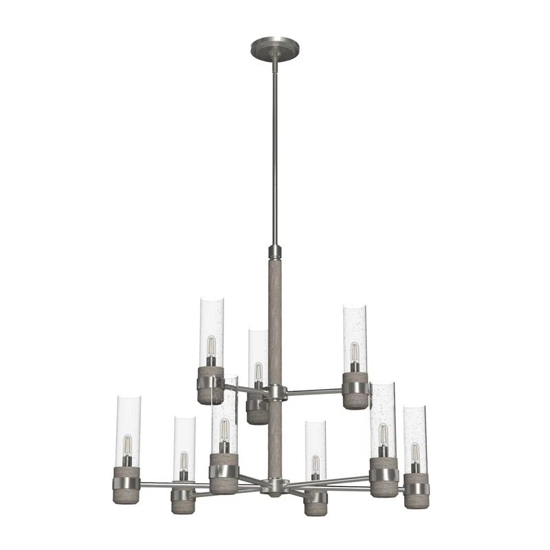 River Mill Brushed Nickel 9-Light 2-Tier Chandelier