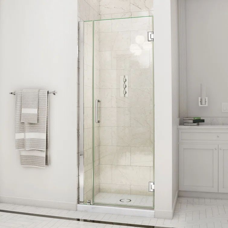 Unidoor 37" Frameless Hinged Shower Door with Clear Glass