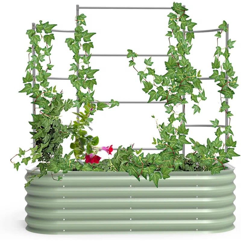 Gray Metal Modular Garden Wall Trellis System