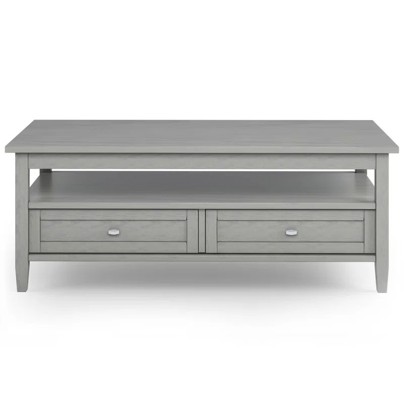 Fog Gray Solid Wood Coffee Table with Storage