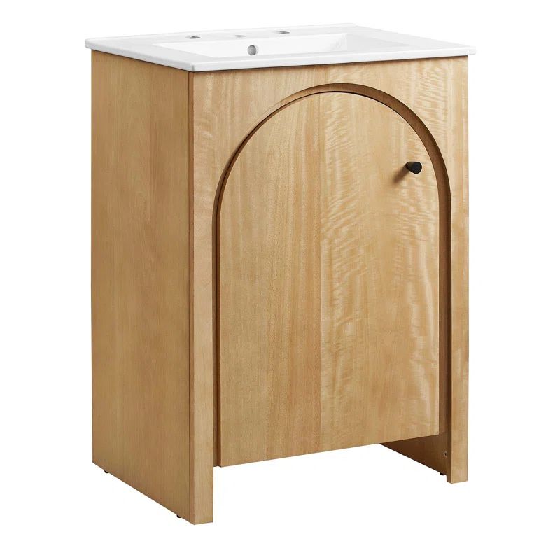 Appia 24" Oak Freestanding Bathroom Vanity with White Ceramic Top
