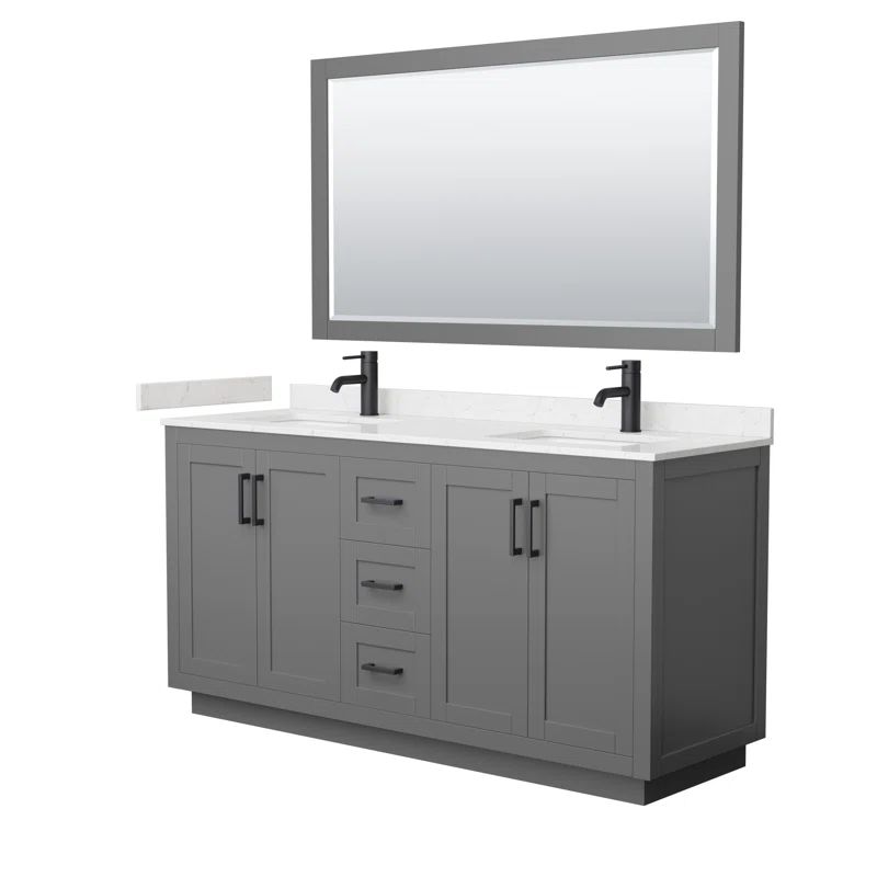 Miranda 66'' Dark Gray Double Bathroom Vanity with Marble Top