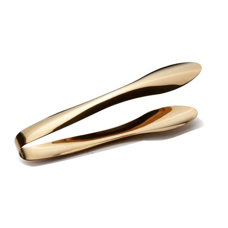 Gold Stainless Steel 6" Curved Tip Serving Tongs