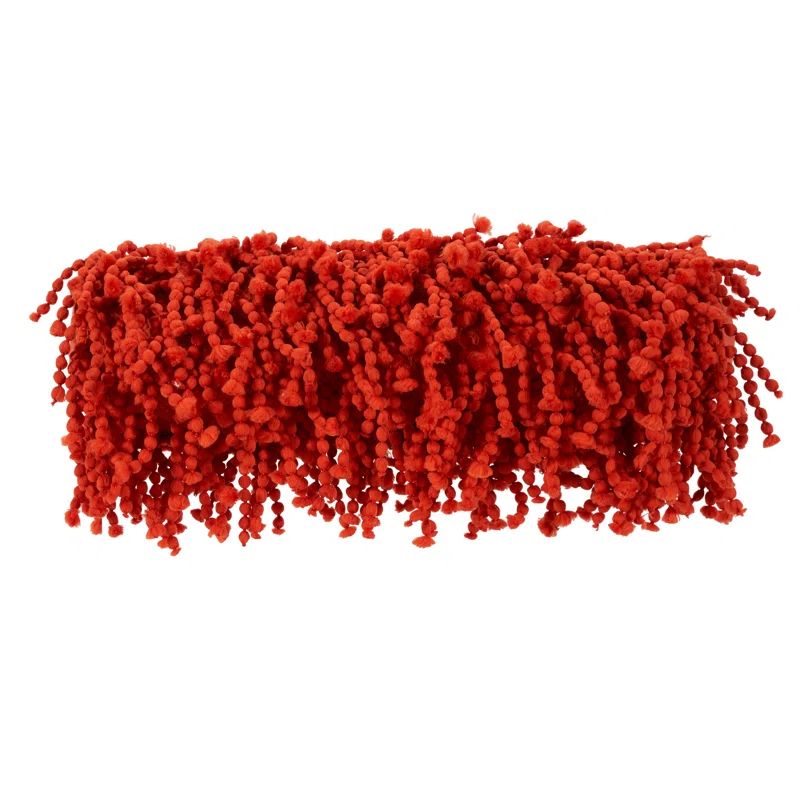 Handmade Vibrant Orange Shag Lumbar Throw Pillow