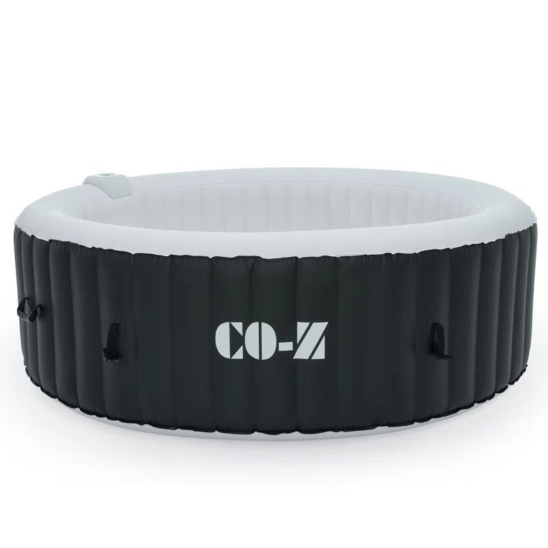 CO-Z 6 Person Black and White Round Inflatable Hot Tub