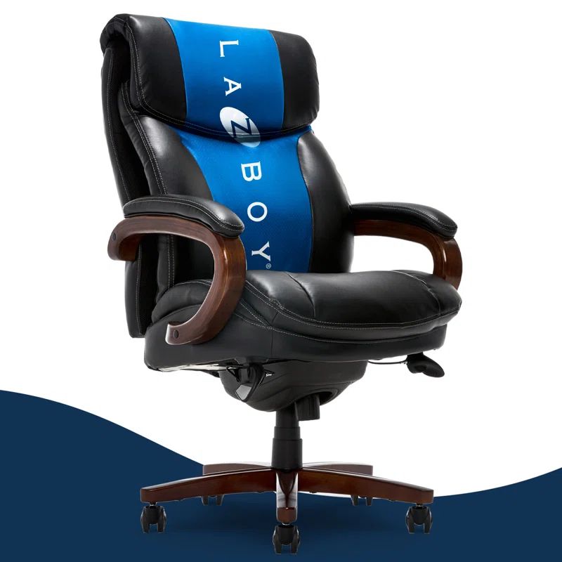 Trafford High-Back Swivel Black Leather Executive Chair with Memory Foam