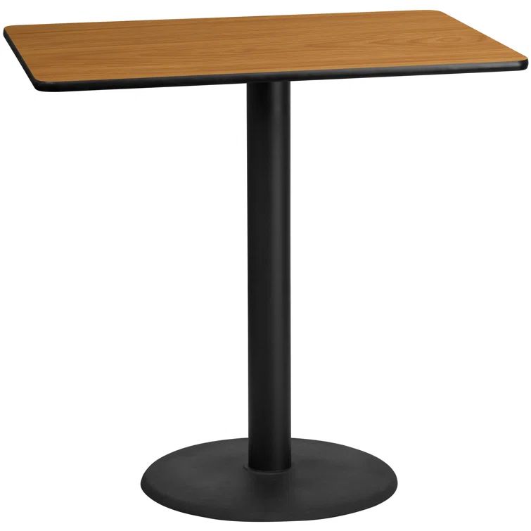 Natural Laminate Rectangular Bar Height Table with Black Cast Iron Base