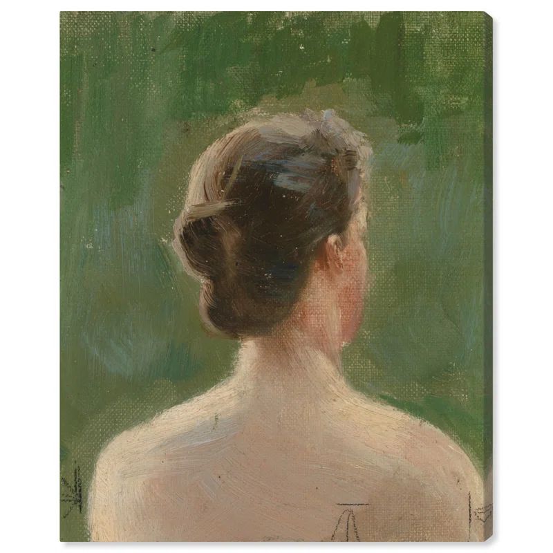 Vintage Green Portrait Canvas Print with Black Frame, 21" x 17"