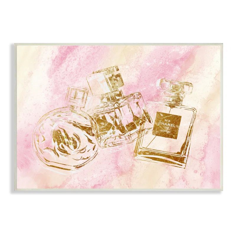 Glam Gold Perfume Bottle Trio Wall Plaque in MDF Wood