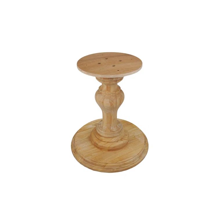 37" Tall Light Brown Solid Hardwood Pedestal Table Base