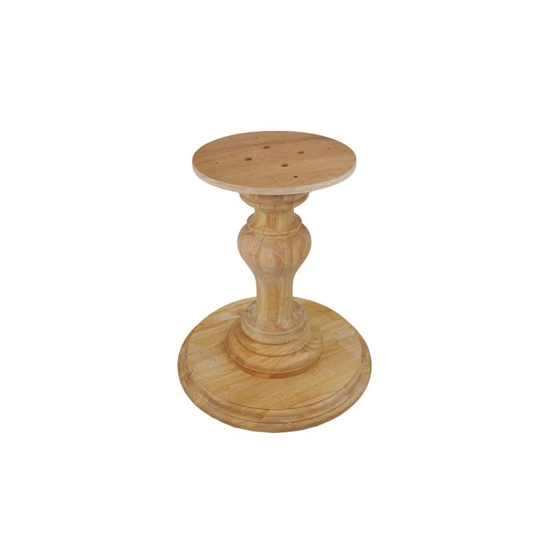 29" Light Brown Solid Hardwood Round Pedestal Table Base