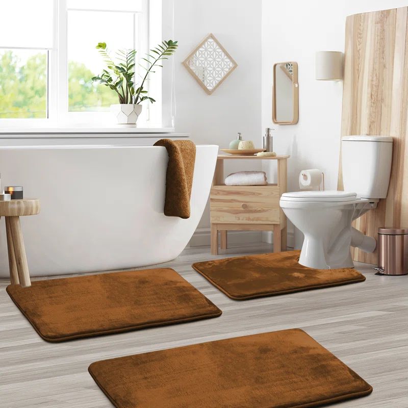 Brown Ultra Soft Memory Foam 3-Piece Bath Rug Set