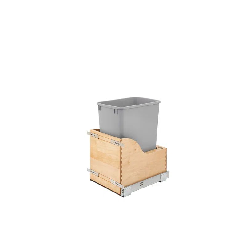 Natural Maple and Gray Pull-Out Trash Can with Soft-Close